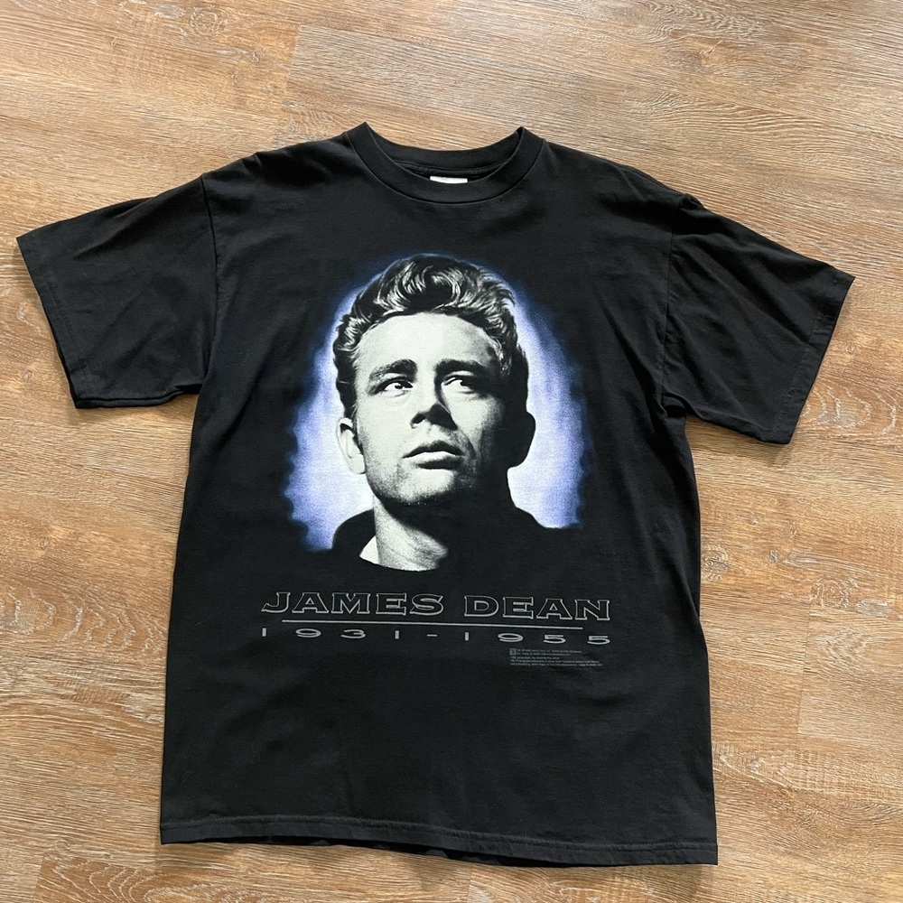 James Dean Graphic T-Shirt Black | Licensed 1998 Portrait Tee | Size Large